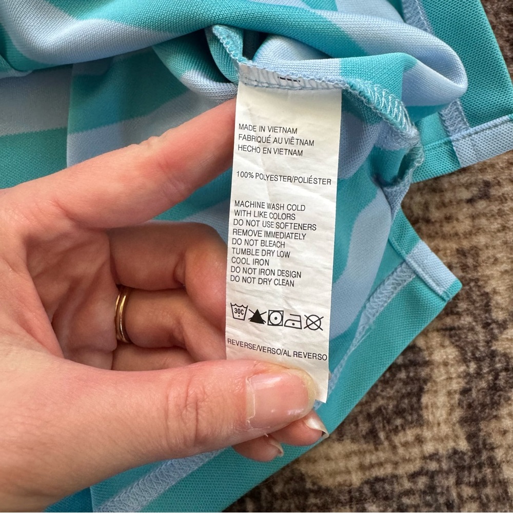 Izod Golf Polo in Teal and Light Gray Stripes - Picture 3 of 3